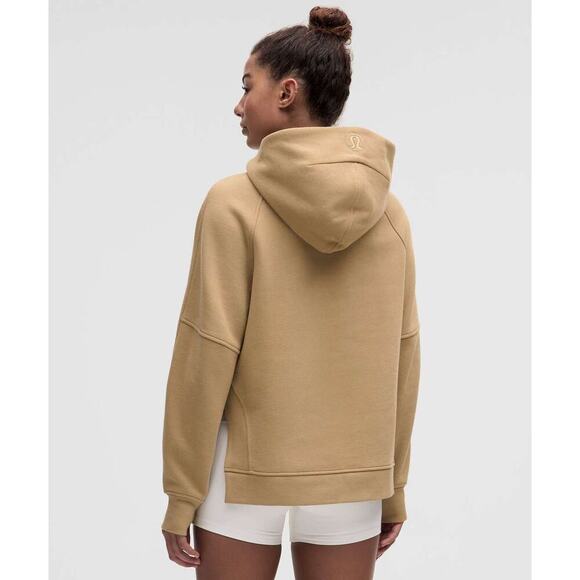 Lululemon Women's Scuba Tan Beige Thumbholes Soft Pocket Pullover Hoodie Size 0 - Picture 3 of 8